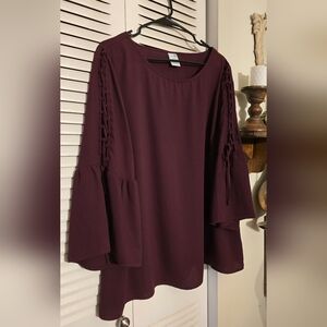 Time and Tru Red Boxy Ruffled Blouse